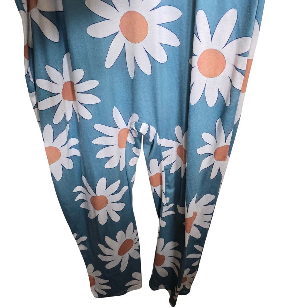 Unbranded Multicolor Floral Daisy 70s Mod Hippie Jumpsuit Wide Leg Sleeveless - Picture 6 of 7